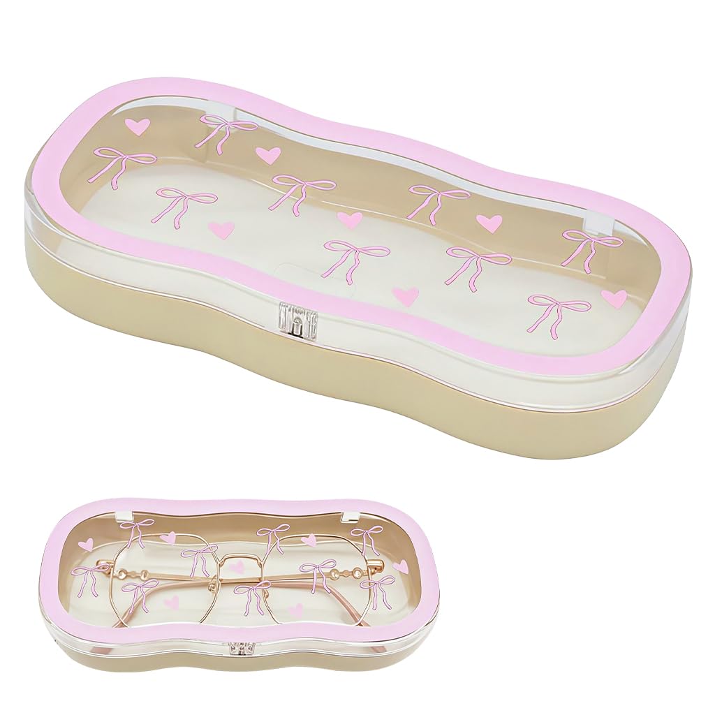 PROBEROS® Eyeglasses Case, Sunglasses Case Eyeglasses Storage Case Pink Cute Clear Eyeglasses Storage Box Portable Eyewear Organizer Holder