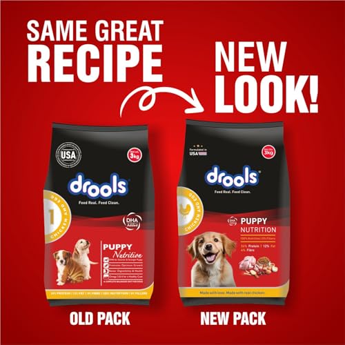 Drools Puppy Dry Dog Food 4.2kg (3kg + 1.2kg Free) | Chicken & Egg Flavour | Supports Active Behaviour | Digestive Health & Immunity | Better Digestibility