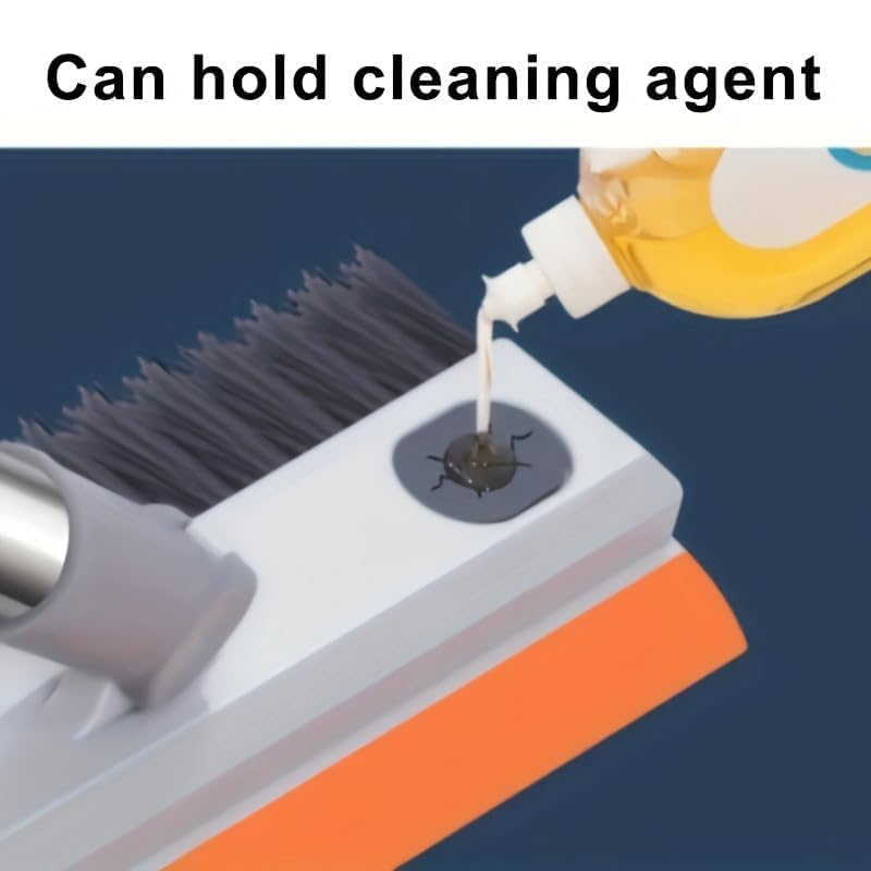 2-in-1 Bathroom Cleaning Brush with Wiper - Long Handle 180° Rotate Toilet Brush, Tiles Cleaning, Floor Scrub for Kitchen and Bathroom Accessories (Orange 3 in 1)
