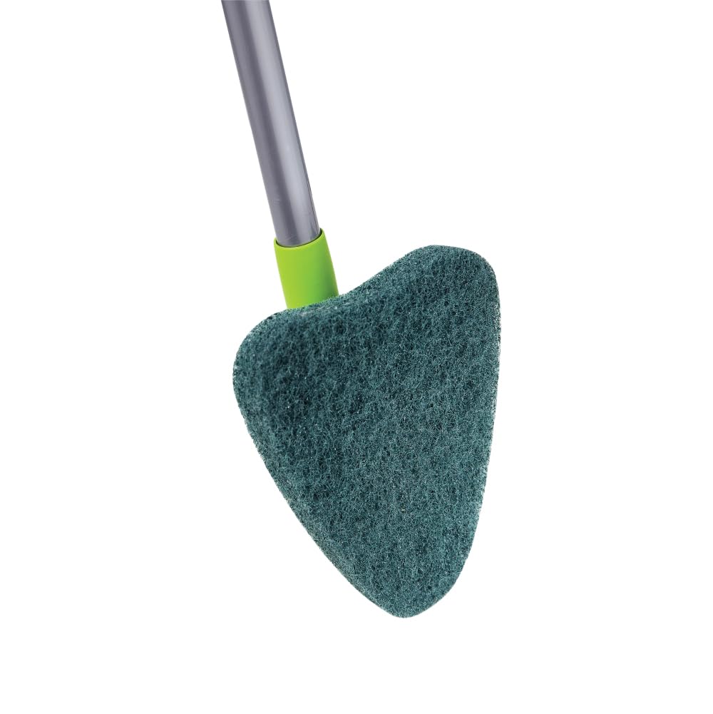 Scotch-Brite Height Adjustable Handle Bathroom Tile Scrubber Brush- Cleans Tiles, Hard to Reach Corners, Floors Without Bending, Tough Stain Removal, 180° Rotating Triangular Head for Easy Cleaning