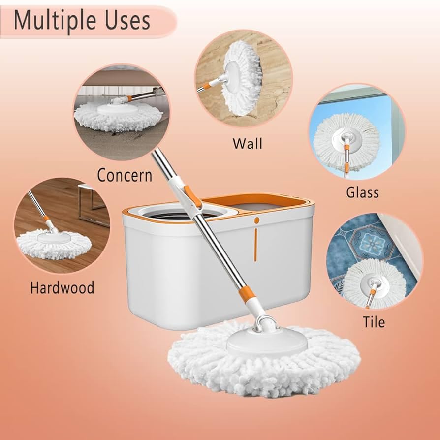 Mop Stick Rod Only with Free Microfiber Refill | Adjustable Stainless Steel Spin Mop Rod | Pocha Stick for Floor Cleaning Home & Office
