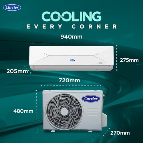 Carrier 1.5 Ton 3 Star, New Star rated, Flexicool Inverter Split AC (Copper, Convertible 6-in-1 with Smart Energy Display, Insta Cool, Auto Clean, PM 2.5 Filter, ESTER EDGE Gxi-CAI18EE3R36F0, White)