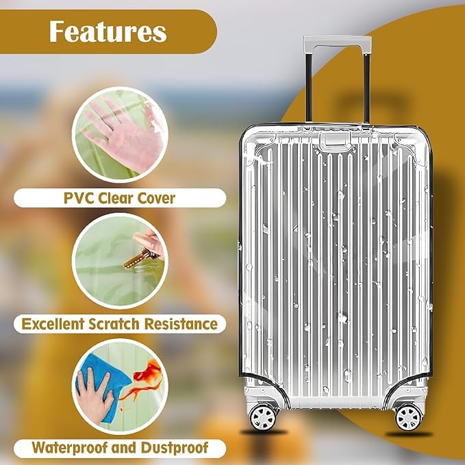 NYALA 24 Inch Protective Trolley Bag Cover | Transparent Suitcase Bag Cover | Waterproof Dustproof Luggage Cover, Clear PVC Suitcase Covers Protectors (60x45x30 CM)