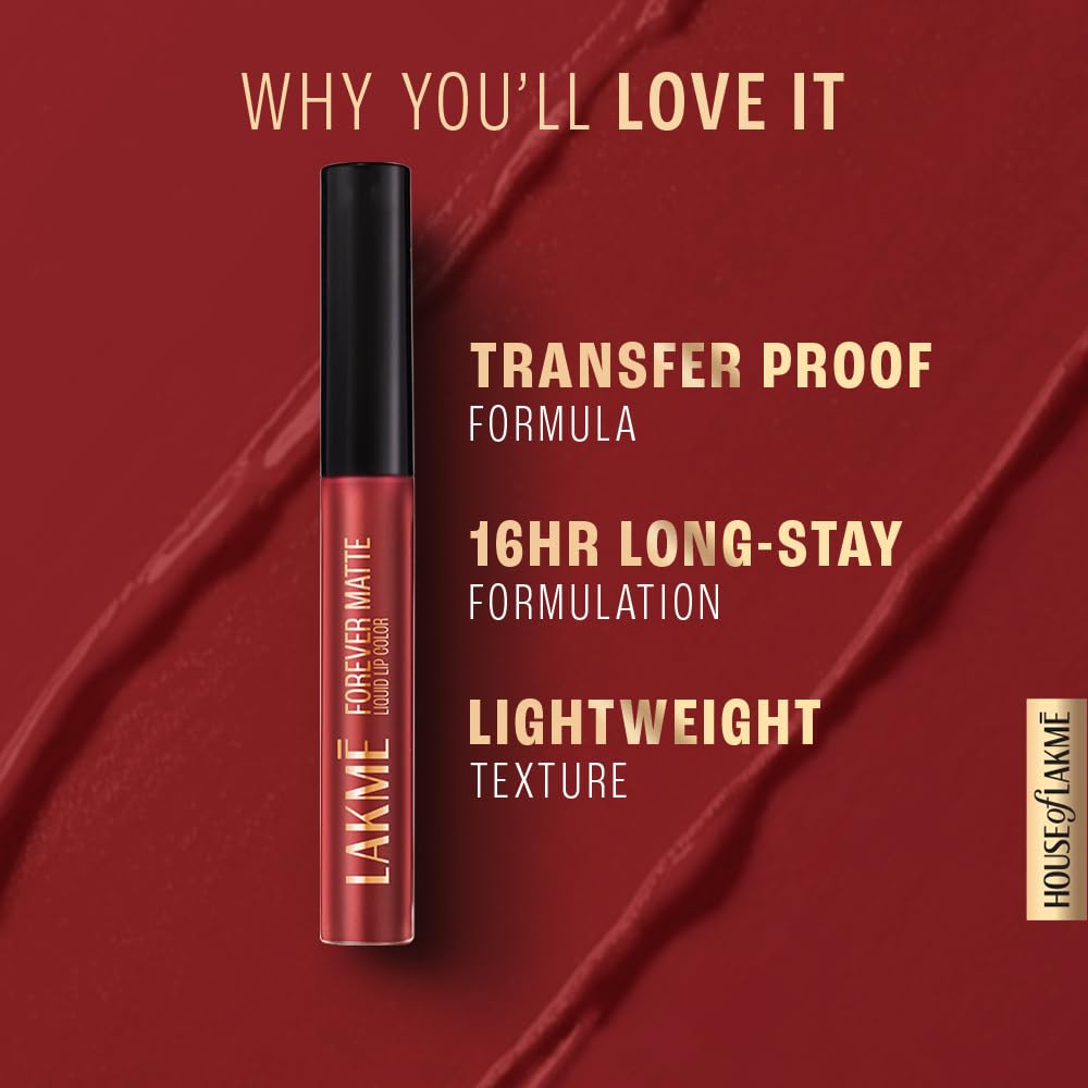 Lakme Forever Matte Liquid Lip Colour, Brown Espresso, 5.6 ml