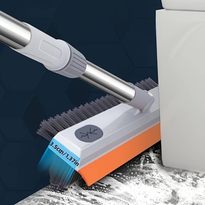 2-in-1 Bathroom Cleaning Brush with Wiper - Long Handle 180° Rotate Toilet Brush, Tiles Cleaning, Floor Scrub for Kitchen and Bathroom Accessories (Orange 3 in 1)