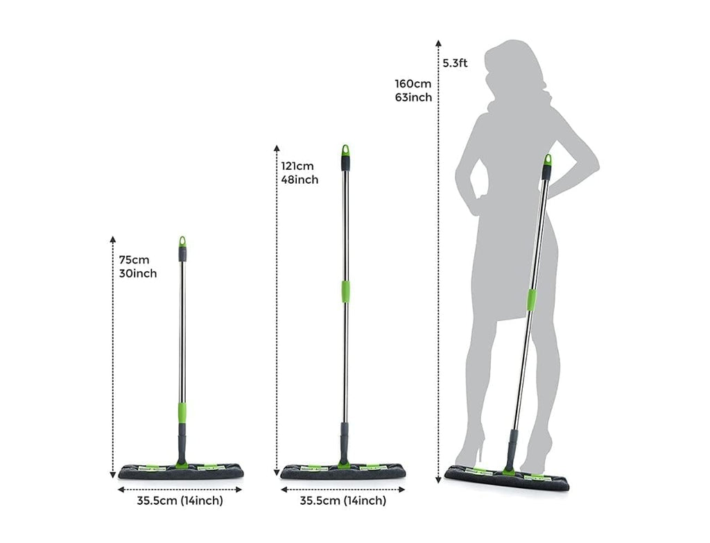 Flat Floor Cleaning Mop with Extendable Handle | Microfiber Reusable Pad | 360° Rotating Head | Lightweight Wet & Dry Mop for Home, Kitchen, Tiles & Wooden Floors