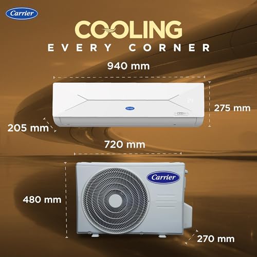 Carrier 1.5 Ton 3 Star,New Star rated, Wi-Fi Smart Flexicool Inverter Split AC (Copper, Convertible 6-in-1 with Wi-Fi with Geo-Fencing, Smart Energy Display, ESTER EDGE Gxi WiFi-CAI18EE3R36W0, White)