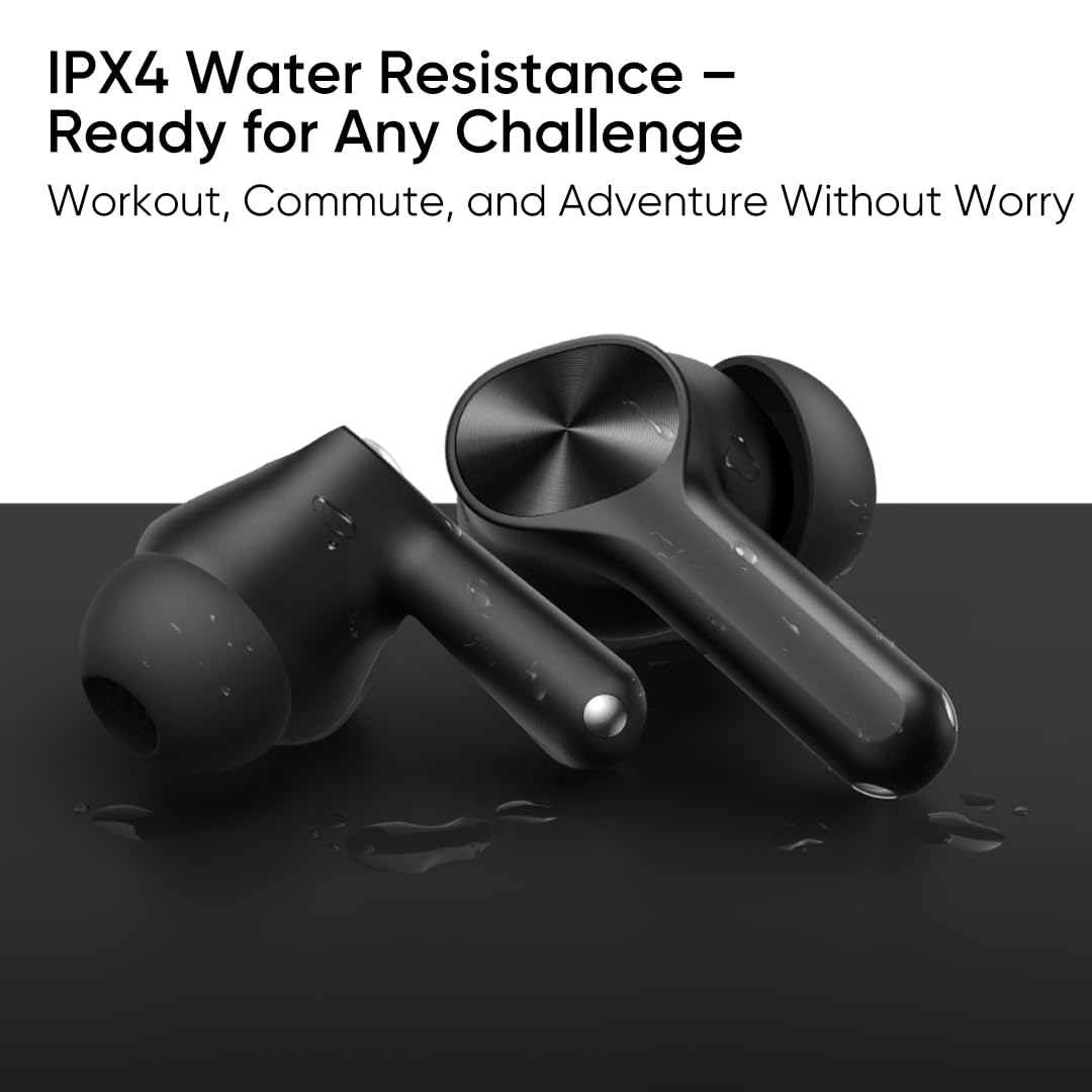 realme Buds T200 Lite Bluetooth in Ear Earbuds,4 Mic, AI ENC for Calls,48 Hours Total Playback with Fast Charging and Low Latency Gaming TWS,Google Fast Pair, with mic (Volt Black)