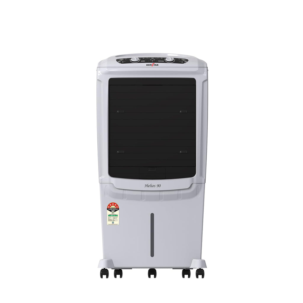 Kenstar Helios HC 90 Desert Air Cooler 90L|5 Star BEE Rated|5 Year Motor & Pump Warranty |50 ft Air Throw I Honeycomb Cooling|3-Speed | Water Level Indicator | Collapsible Louvers I Off White & Black