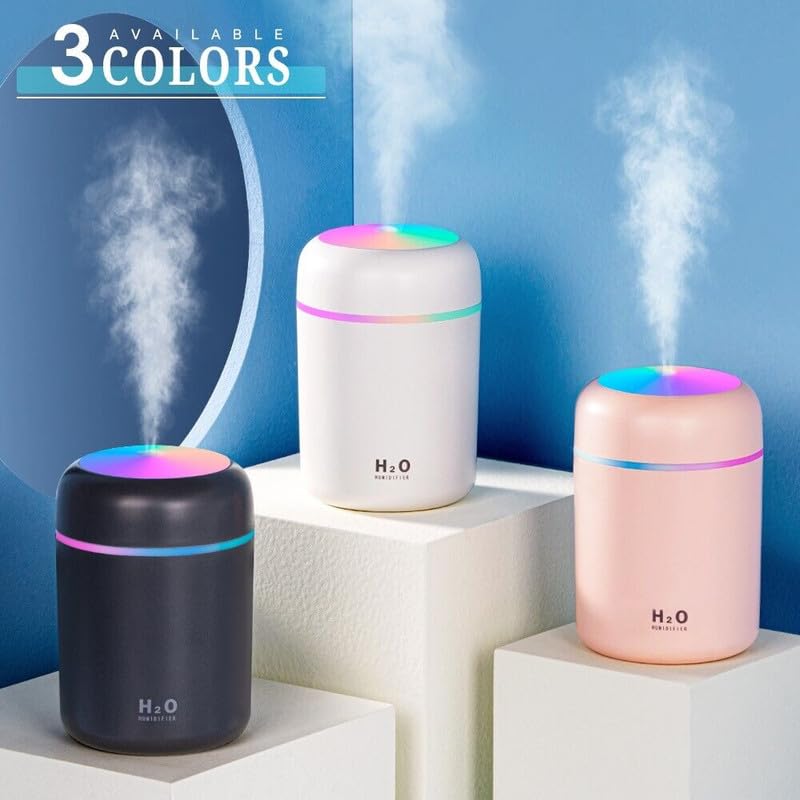 SELLER ZONE Humidifier With Colorful Light For Room, Bedroom, Office, Car (Grey), 300 ML