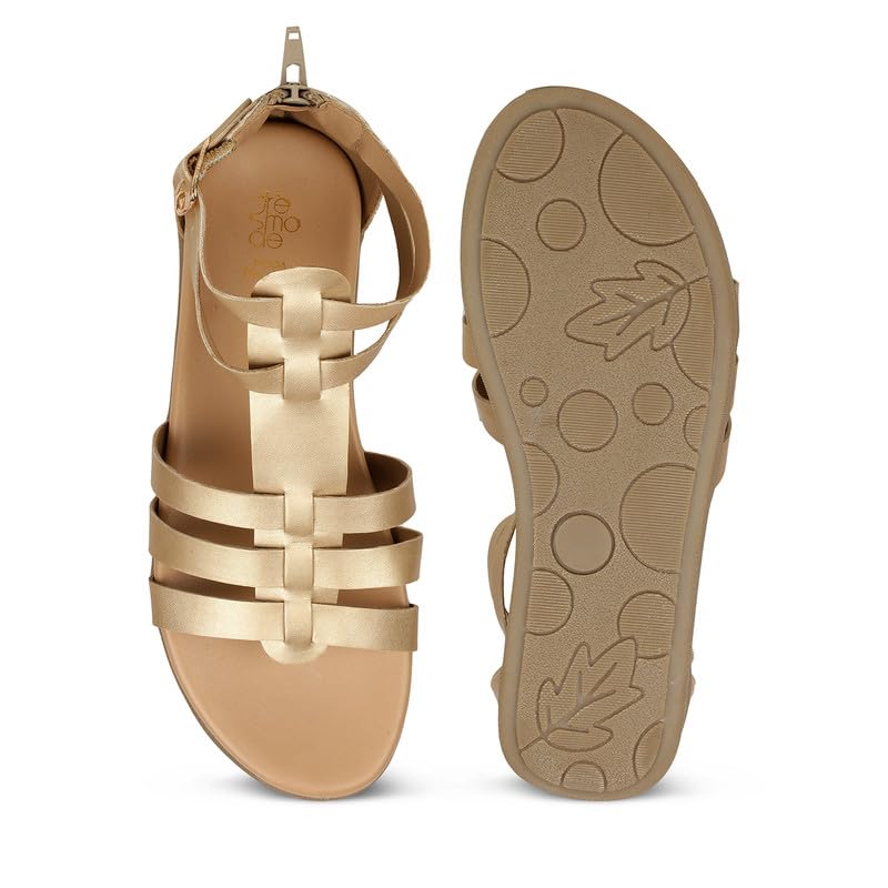 tresmode JAG Gold Women's Casual Platform Flats in Size 6 UK / 39 EU