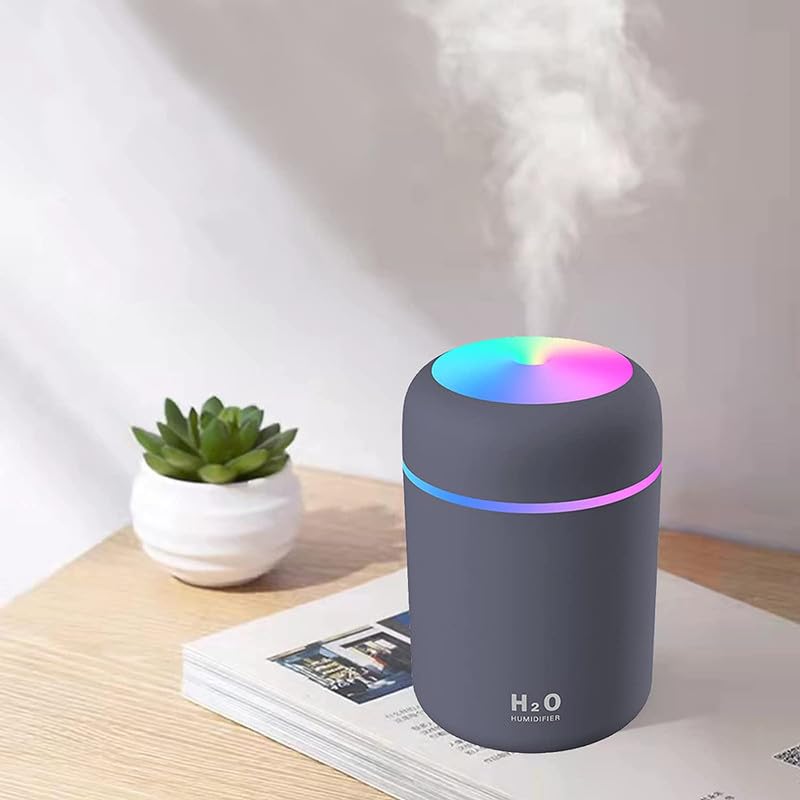 SELLER ZONE Humidifier With Colorful Light For Room, Bedroom, Office, Car (Grey), 300 ML