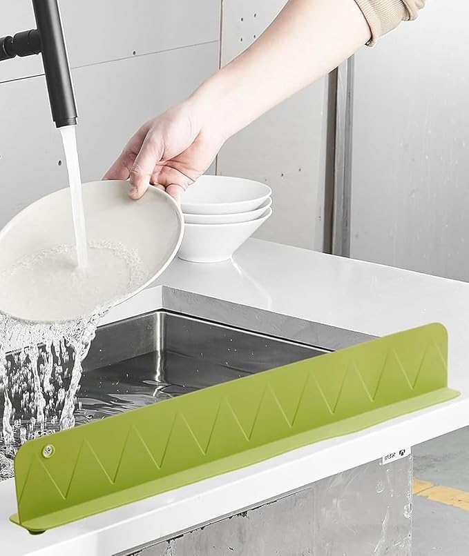 Zestzen Silicon, Sink Splash Guard for Kitchen and Bathroom, Silicon Sink Splash Guards with Strong Suction Gifts Cup,Silicon Flume Baffle Water Barrier for Kitchen Sink Anti-Splash Water