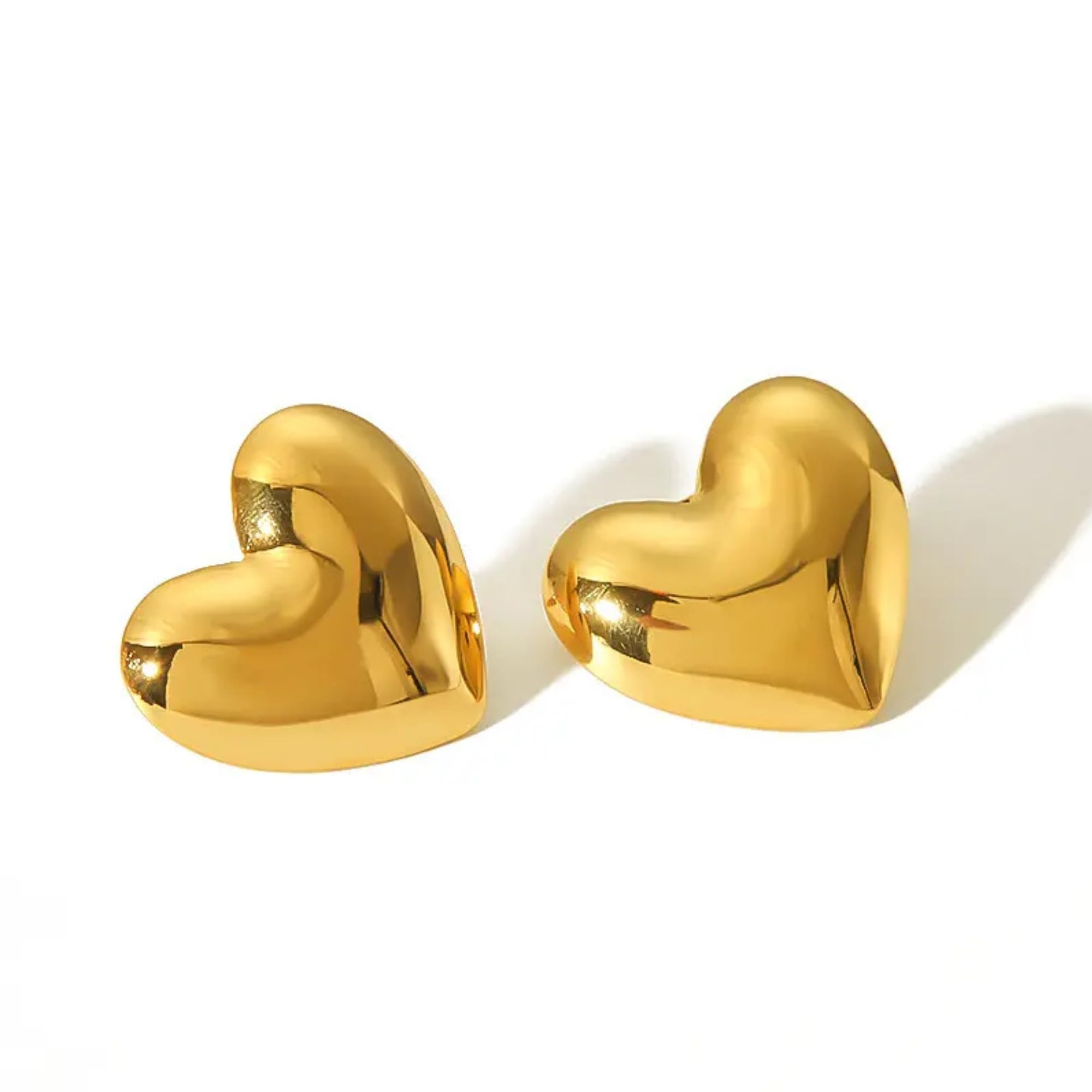 Salve Gold Chunky Contemporary Heart Statement Earrings for Women Stylish | Sleek Ear Accessories for Women Coquette Earrings for Girls Stylish | Aesthetic Jewellery Valentine Gift for Girlfriend