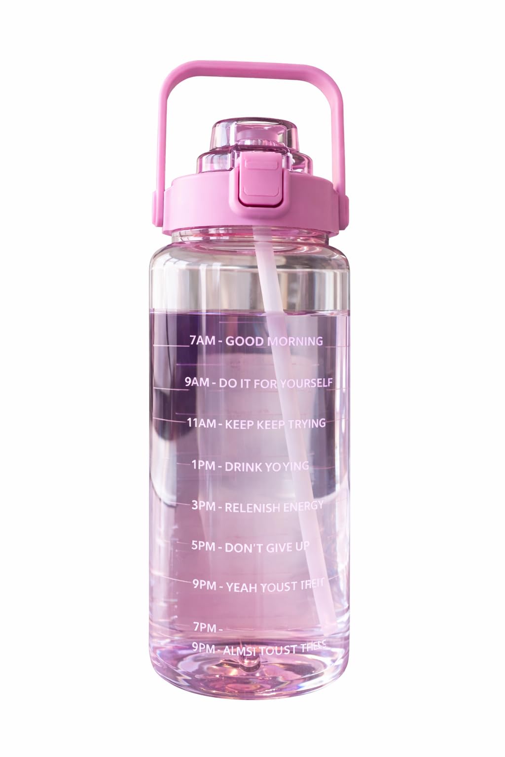 Motivational Water Bottle 2 Litre with Time Marker | Leak Proof BPA Free Gym Bottle | Sports Drinking Bottle with Straw & Handle for Office, Gym, School