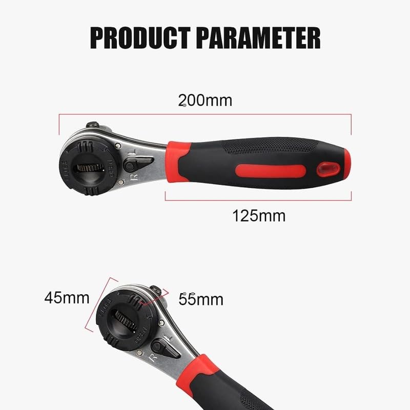 Homero Adjustable Ratchet Wrench 6-22mm Universal Spanner Tool | 60 Tooth Quick Ratchet Mechanism | Chrome Vanadium Steel Multi Size Wrench | Plumbing, Car Repair, Home Maintenance Hand Tool