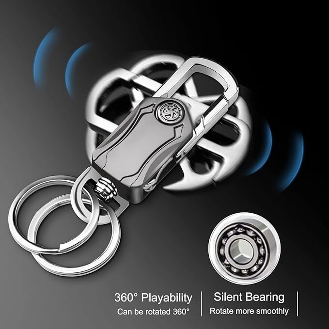 JITRUVA Multifunction Keychain 5 IN 1 Heavy Duty Dual Metal Ring, Bottle Opener, Mobile Phone Holder, 360° Rotate Spinner - Outdoor Carabiner Portable Key-chain For Bike & Car T5i1k-37
