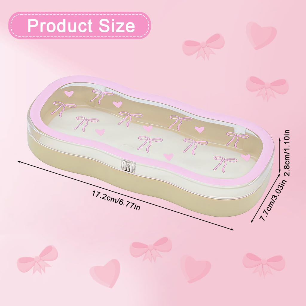PROBEROS® Eyeglasses Case, Sunglasses Case Eyeglasses Storage Case Pink Cute Clear Eyeglasses Storage Box Portable Eyewear Organizer Holder