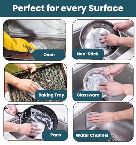 TEKCOOL (25 Pack) Non-Scratch Dish Wash Cloth, Steel Wire Dish Cloth, Wire Dishwashing Rags Stainless Steel Scrubber Non-Scratch Wire Dishcloth for Washing Dishes Sinks Counters