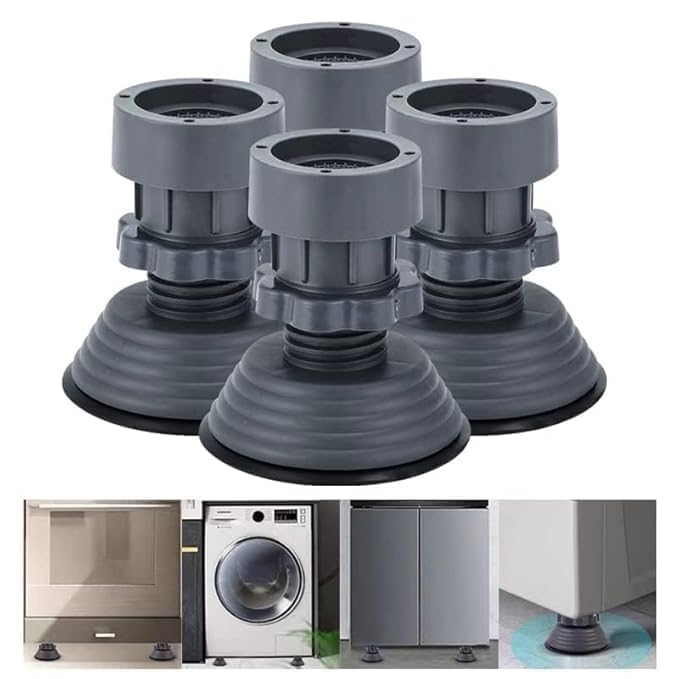 FOXIGON Washing Machine Stand Adjustable for 7kg to 9kg Top Load & Front Load | Fridge Stand & Refrigerator Stand | Anti-Slip, Shock Absorbing, Noise Cancelling Plastic Base