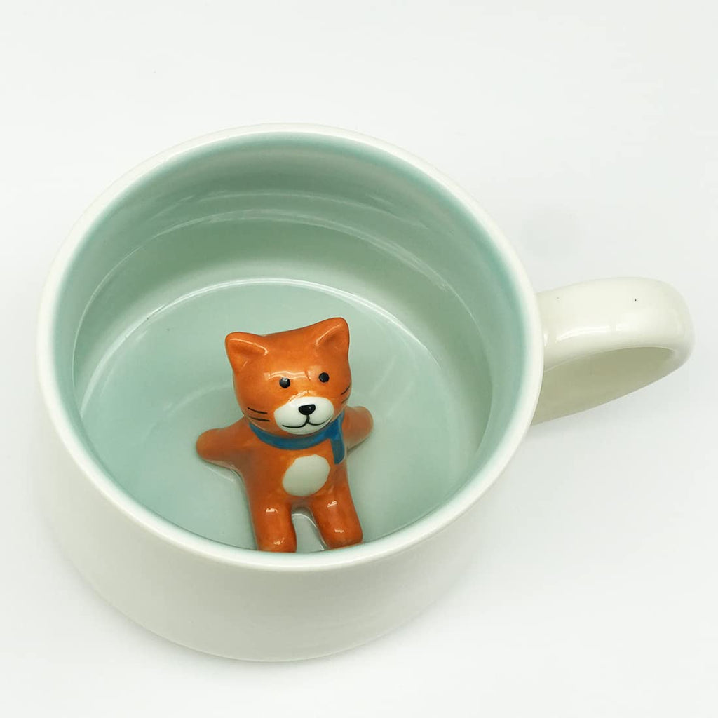 NOSCOMP 3D Animal Cup Coffee Mug Comes with a Cute Inside Creative Morning Mug Animal Cup for Hot and Cold Tea Milk Coffee Perfect for Kids (Cat)