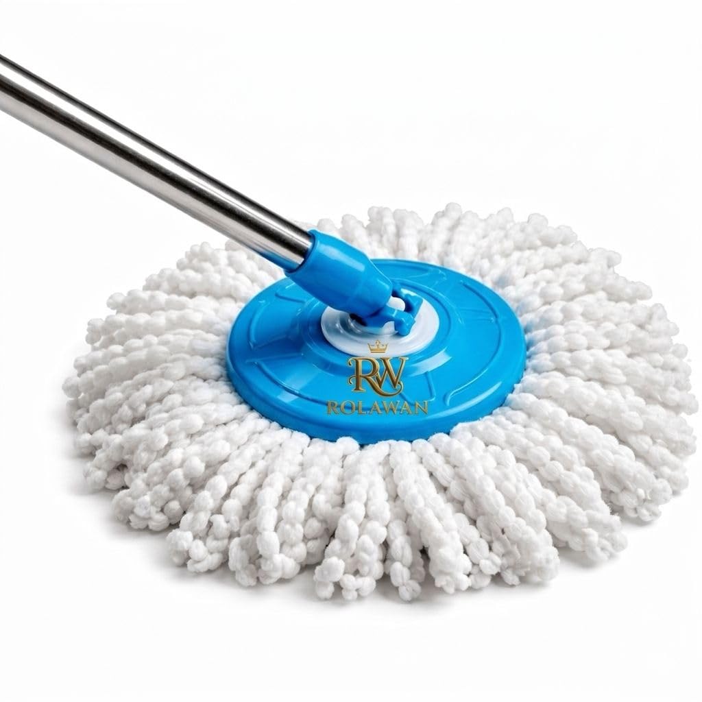 Professional Spin Mop 360 Degree Spin Mop with Stainless Steel Handle, Microfibre, Blue and White, Floor Cleaning with Bucket pocha Cloth for fioor Cleaning ||