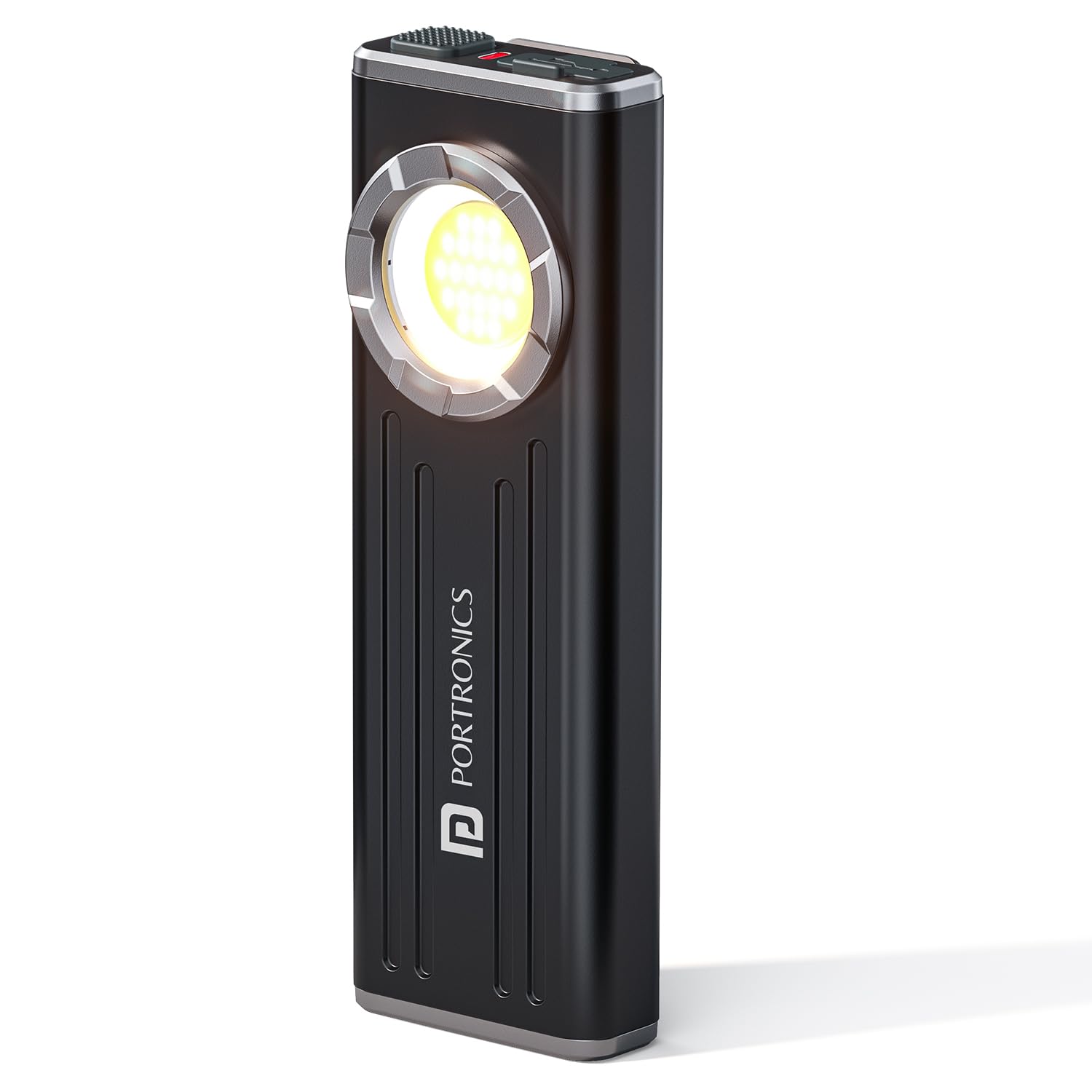 Portronics Eco Glow Bolt Rechargeable Magnetic LED Torch, 650 Lumens, 3 Modes, Type-C Charging, Pocket Clip, Aluminium Body, 35m Beam Range, Ideal for Camping, Repairs, Car, Emergency & Home Use