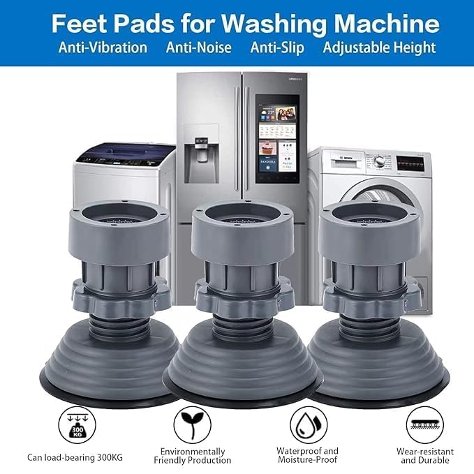 FOXIGON Washing Machine Stand Adjustable for 7kg to 9kg Top Load & Front Load | Fridge Stand & Refrigerator Stand | Anti-Slip, Shock Absorbing, Noise Cancelling Plastic Base