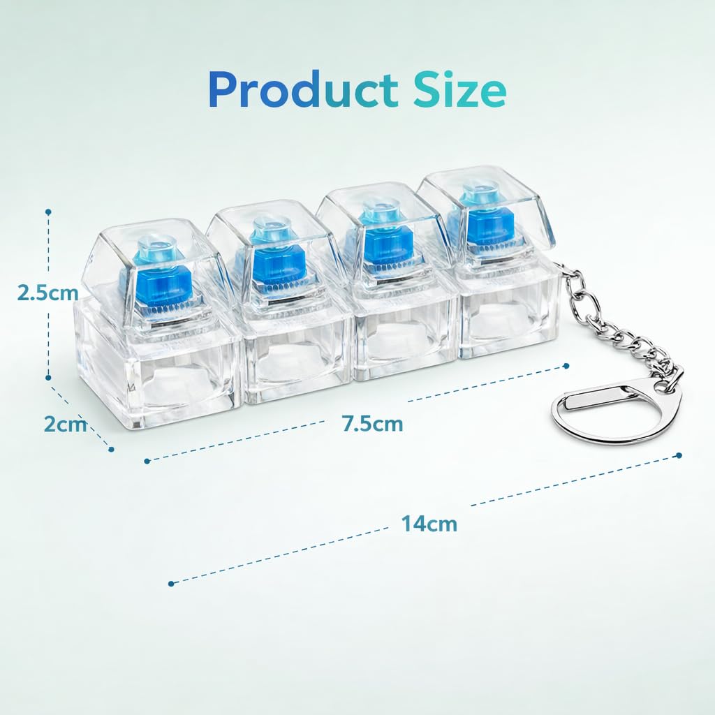Yopple Keyboard Keychain for stress Relief, Keyboard Fidget Keychain Keyboards Decompression Button Finger Clicker Toys Sensory Fun Toys Button Stress Relief Fidgets Gifts to Relieve Stress for Adults