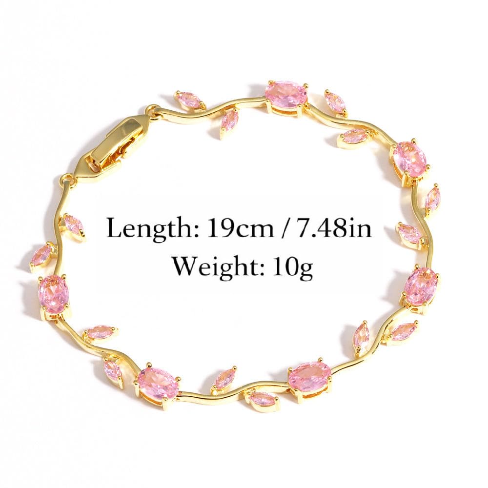 INTESHA® Anti Tarnish 18K Gold Plated Floral Tulip Bracelet for Women & Girls | Elegant Daily Wear Jewelry | Gift for Her | Pink Tulip Bracelet