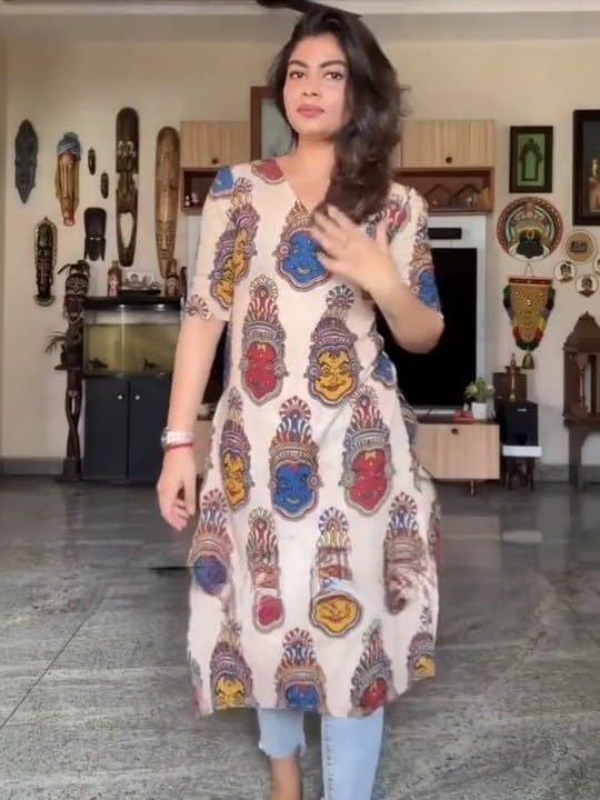 MS VHCK ENTERPRISE Women Printed, Tribal, Kalamkari, Abstract Khadi Cotton Kurti. (in, Alpha, 2XL, Slim Girls, Multicolor)