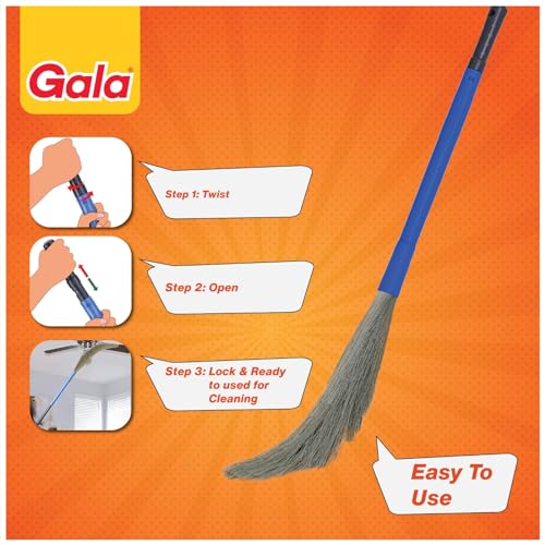 Gala No Dust Broom 2 in 1 with Extendable Handle for Ceiling and Floor Cleaning, Long Handle Jhadu