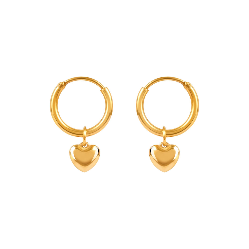 NAITRA 18K Gold Plated Heart Earrings for Women & Girls | Hoops, Studs & Huggies | Waterproof and Anti Tarnish Jewellery | Valentines Gift for Girlfriend | Gifts for Women | 1 Year Warranty* (Gold Heart Hoop Drop)