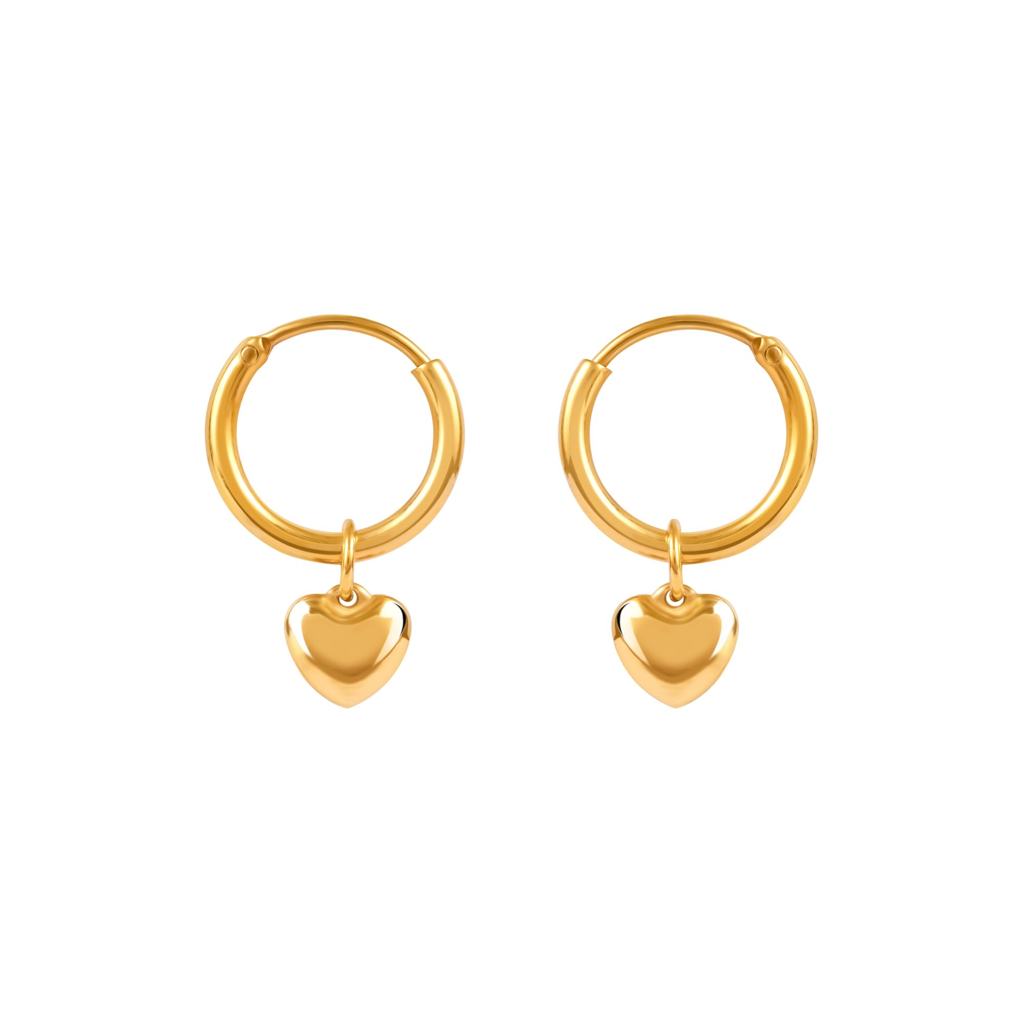 NAITRA 18K Gold Plated Heart Earrings for Women & Girls | Hoops, Studs & Huggies | Waterproof and Anti Tarnish Jewellery | Valentines Gift for Girlfriend | Gifts for Women | 1 Year Warranty* (Gold Heart Hoop Drop)