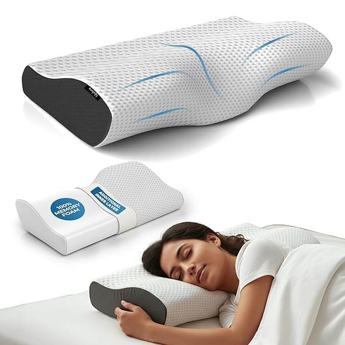 Lifelong Cervical Pillow for Neck Pain | Orthopedic Memory Foam Neck Pillow for Sleeping |Cervical Support for Spondylitis, Back & Shoulder Pain Relief |19x12x3.5 Inch| Comfortable Bed Pillow (LLCP05)