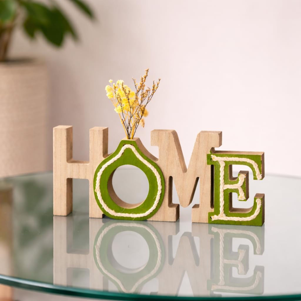 CraftVatika Home Decoration Items for Living Room, Wooden Decorative Showpiece for Home Decor, Tabletop Home Word Sign Showpiece, Aesthetic Wooden Table Decor Item, Housewarming Gift for Men Women