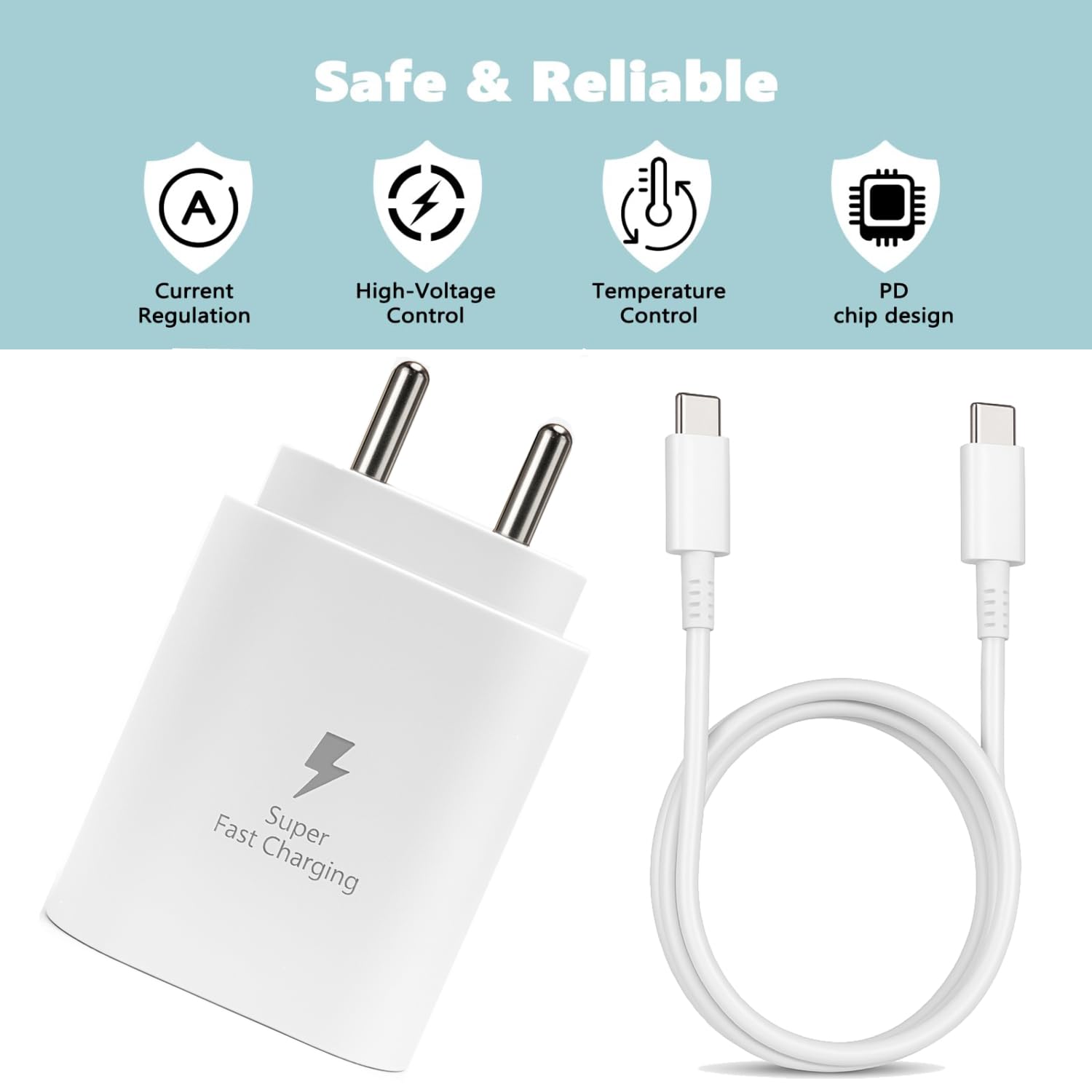 25W Type-C Charger & Cable Compatible with Samsung Galaxy S25, S24, S23, S22, S21(Ultra/Fe), M35, M36, M16, M06, M05, M56, A55 5G, A35 5G, A15, F15, F14(Z/S/A/M/F Series by APFEN®