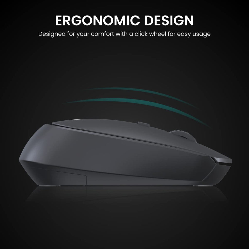 Portronics Toad 23 Wireless Optical Mouse with 2.4GHz, USB Nano Dongle, Optical Orientation, Click Wheel, Adjustable DPI(Black)