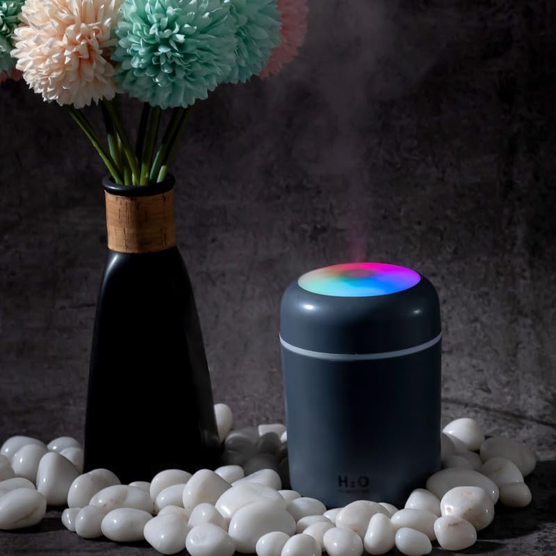 SELLER ZONE Humidifier With Colorful Light For Room, Bedroom, Office, Car (Grey), 300 ML
