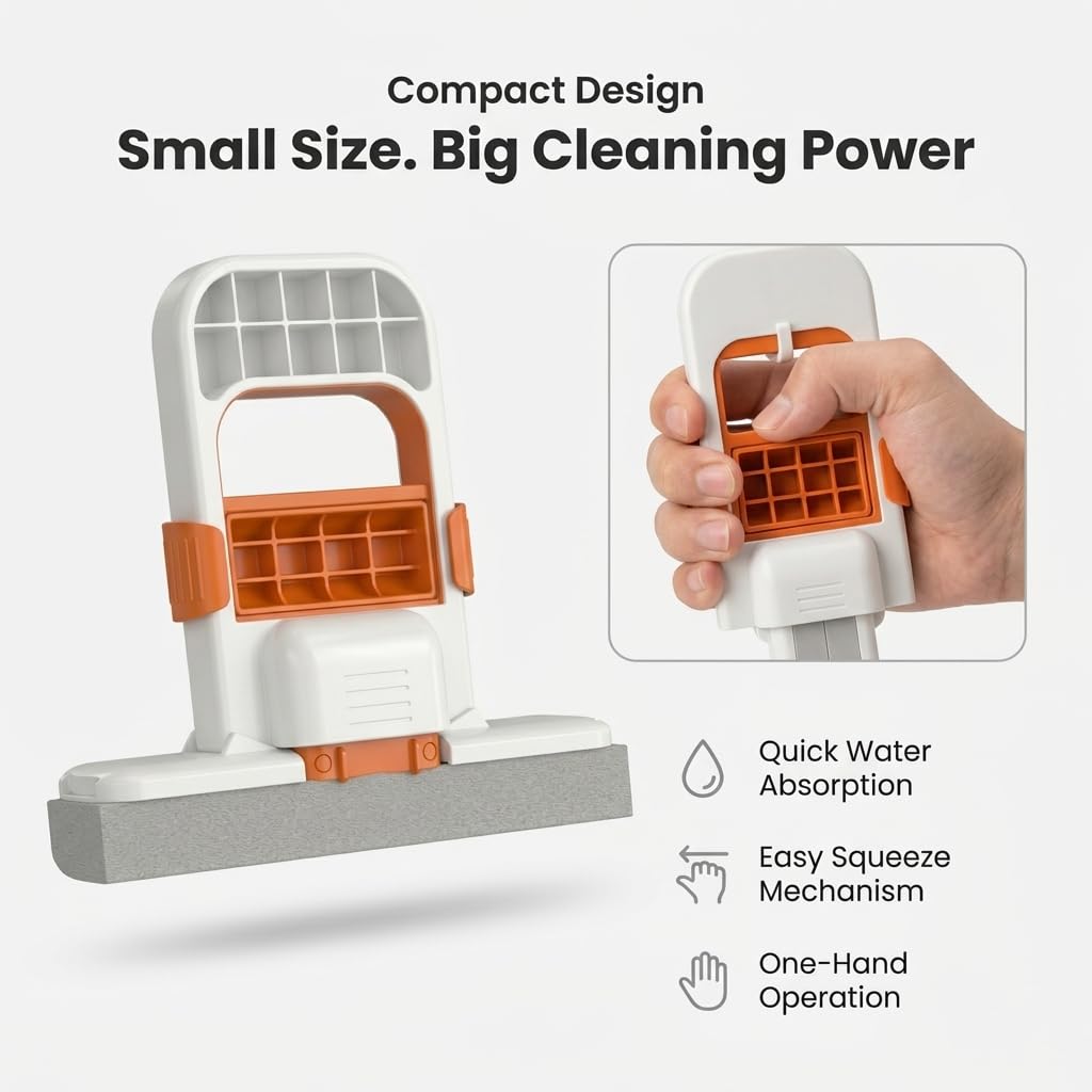 Mini Foldable Desktop Mop | Self-Squeeze Sponge Mop for Wet & Dry Cleaning | Portable Cleaning Tool for Kitchen, Bathroom, Glass & Small Spaces (1 Pc)