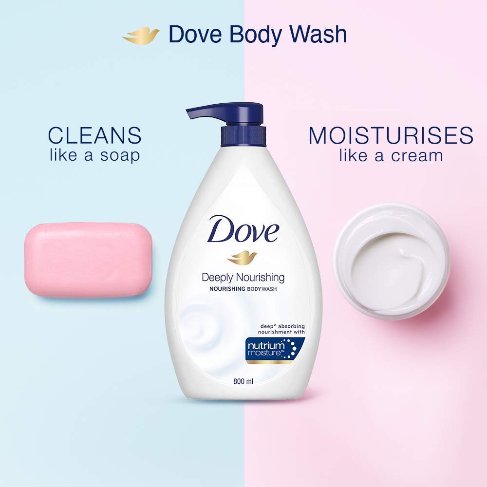 DOVE Nourishing Bodywash, 825ml, for Soft and Smooth Skin, with Triple Hydration Serum & Glycerine, Dermatologically Tested, Paraben-Free, Sulphate-Free