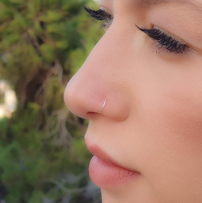 KYRIN Nose Ring Without Piercing 2 Pcs Fake Nose Ring For Women Clip On Septum Ring Without Piercing 8mm For Girls 2 PCS