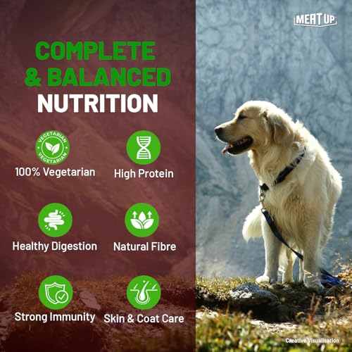 Meat Up Adult Dry Dog Food 3kg + 3kg (Free) 6kg | 100% Vegetable | Buy 1 Get 1 | Healthy Skin and Beautiful Coat | Antioxidants | Vitamins and Minerals