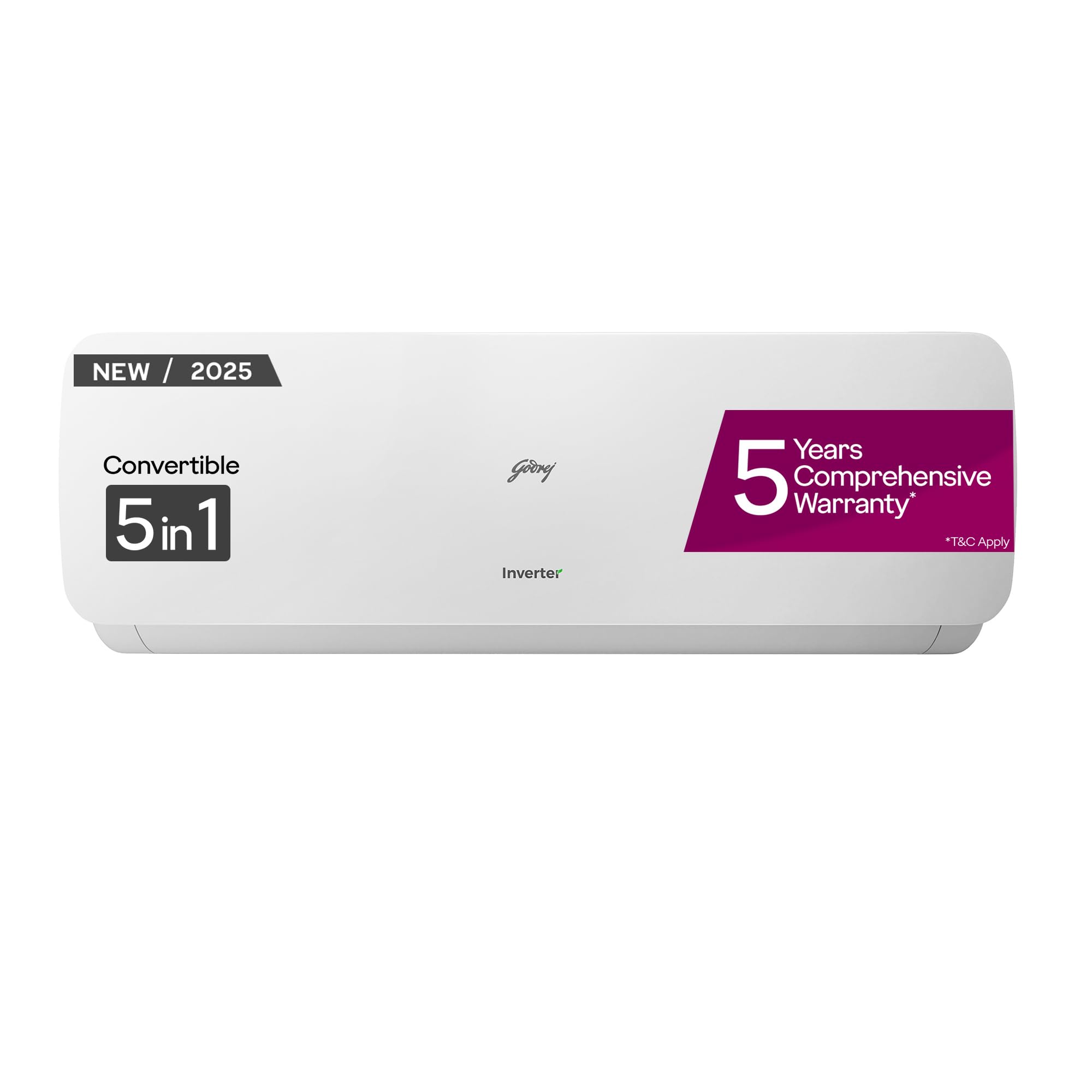 Godrej 1.5 Ton 3 Star, 5 Years Comprehensive Warranty,AI Powered, 5 in1 Convertible Cooling, Inverter Split AC (Copper, Heavy Duty Cooling at 52°C, AC 1.5T SIC 18NTC3 WZE 3S,White)