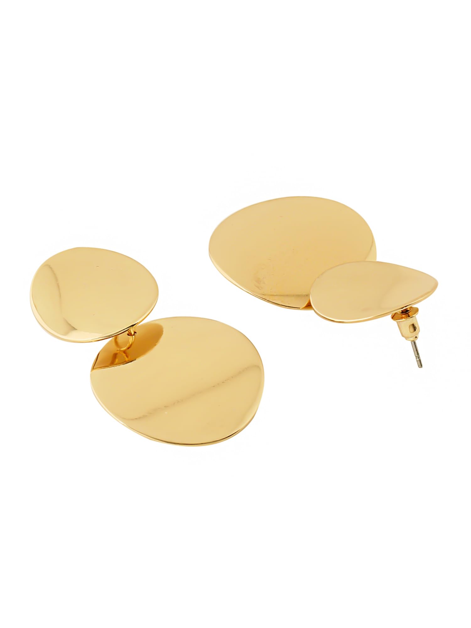 Yellow Chimes Earrings for Women Gold Plated Earrings Geometric Round Dual Circle Earrings For Women and Girls.