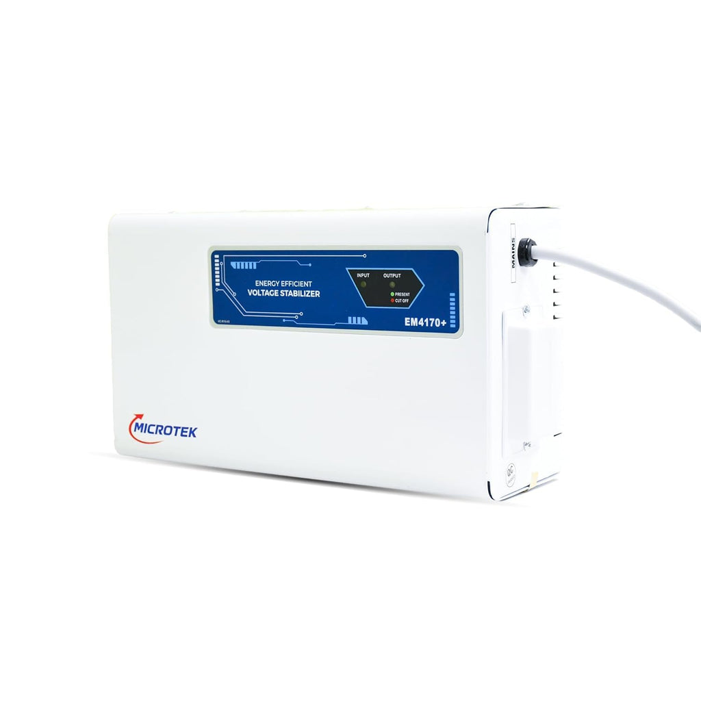 Microtek EM 4170+ Automatic Air Conditioners (A.C.) Voltage Stabilizer upto 1.5 Ton Working Power 170V-270V with 3 Year Warranty (White)
