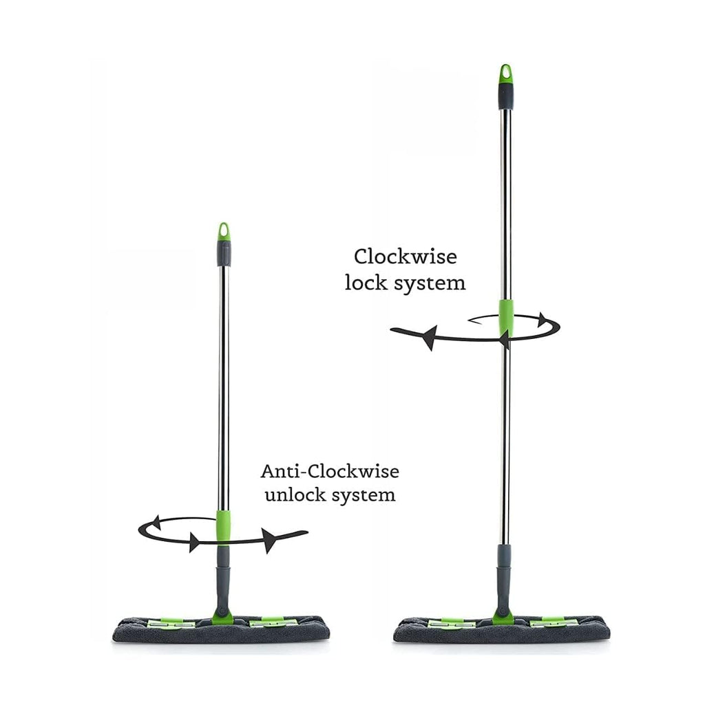 Flat Floor Cleaning Mop with Extendable Handle | Microfiber Reusable Pad | 360° Rotating Head | Lightweight Wet & Dry Mop for Home, Kitchen, Tiles & Wooden Floors