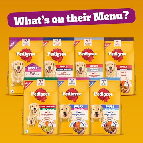 Pedigree Adult Dry Dog Food, New Chicken Biryani Flavour, 1 kg, Protein of 4 Chicken Pieces, Vitamin D3 of 6 Eggs, Calcium of 7 Cups of Yogurt, 100% Complete and Balanced Nutrition