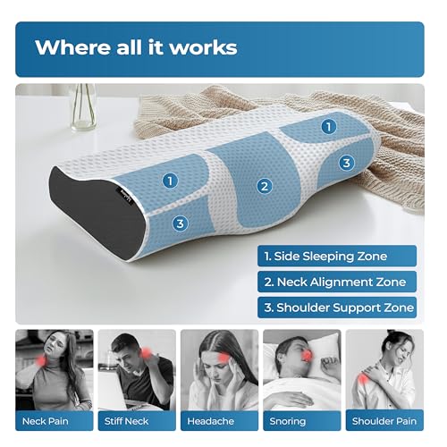 Lifelong Cervical Pillow for Neck Pain | Orthopedic Memory Foam Neck Pillow for Sleeping |Cervical Support for Spondylitis, Back & Shoulder Pain Relief |19x12x3.5 Inch| Comfortable Bed Pillow (LLCP05)
