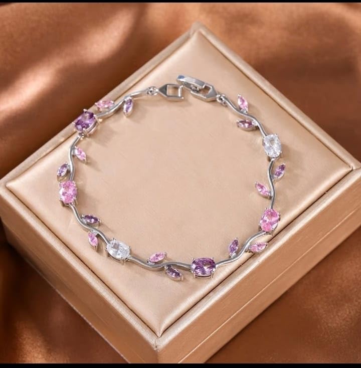 Tulips Bracelet for Women | Floral Charm Adjustable Gold Plated Bracelet for Girls (silver)